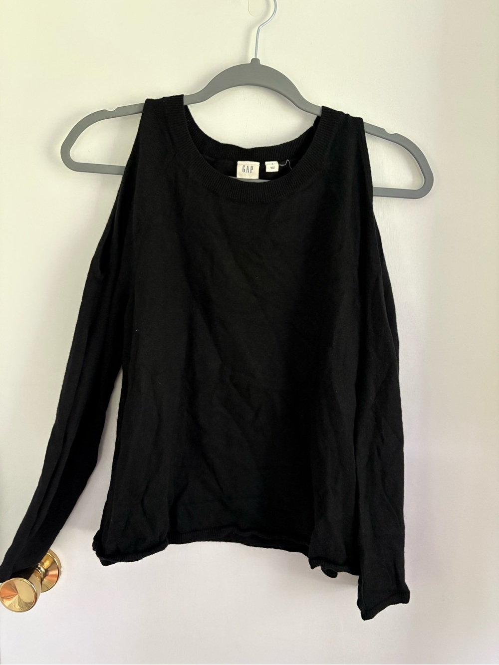 GAP Black Cold-Shoulder Sweater Top